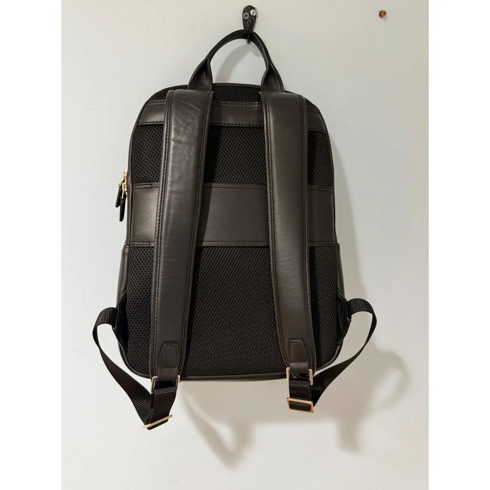 ISM The Backpack Black Nylon Leather Gold Hardware Laptop Commuter Bag
